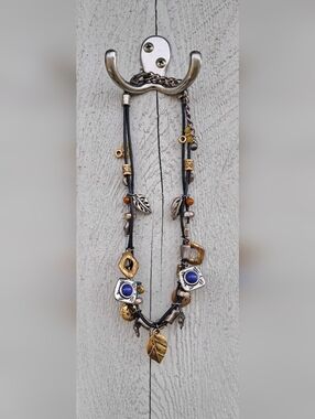 Chico's Multi-Strand Necklace with Blue, Gold, Silver and Brown Accents